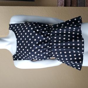 EYELASH COUTURE Black Polka Dot Sleeveless Peplum Top SIZE: XS